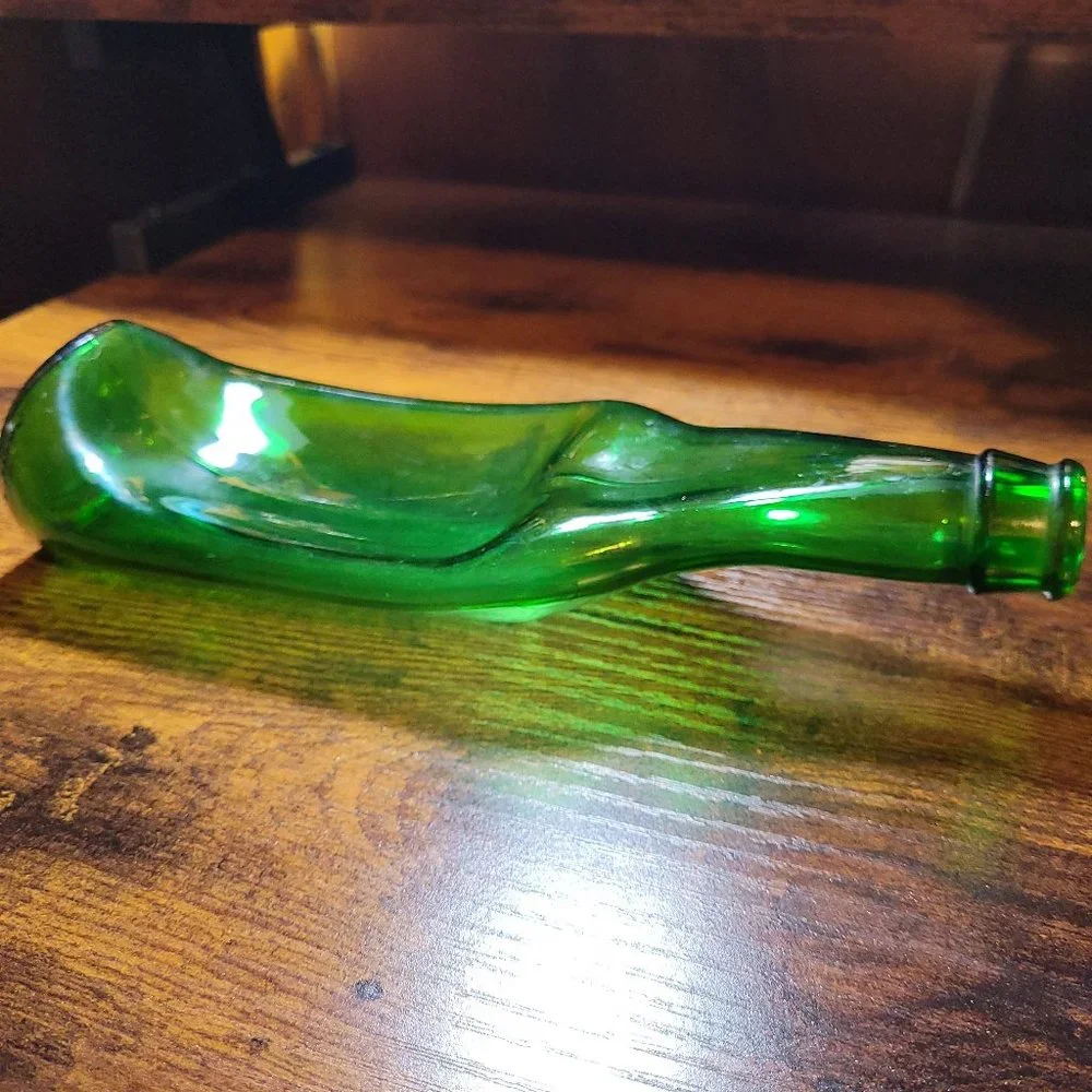 Green Blown Glass Spoon Rest Handmade